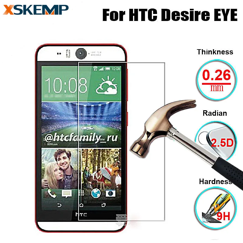 

XSKEMP For HTC Desire EYE M910x Transparent Anti-glare Tempered Glass Explosion Proof Screen Protector Ultra-thin Toughened Film