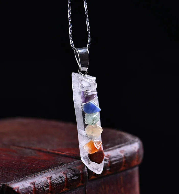 Красочная Мода натуральный кристалл энергия любовь дружба 7 Чакра Целебный Камень минеральное ювелирное изделие модный подарок кулон ожерелье