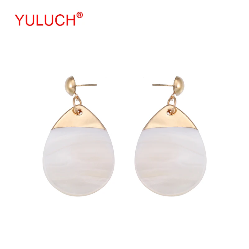 

YULUCH Sweet Woman Bohemian Beach Style Zinc Alloy Pack with Water Drops Heart Shaped and Round Shell Stud Earrings Party Gifts