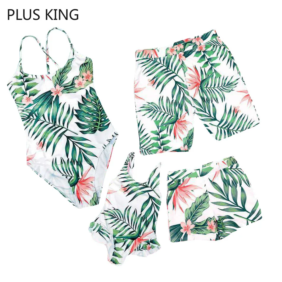 

Fashion Bohemian Family Swimwear Mother and Daughter Dress Father and Son Beach Shorts Hot Sale Family Matching Outfits