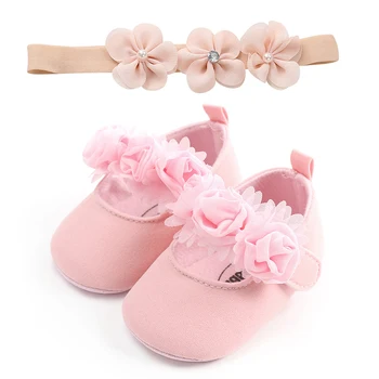 

Melario With hair band Lovely Floral Baby Newborn Toddler Girl Crib Shoes Pram Soft Sole Prewalker Anti-slip Baby Shoes 0-18M