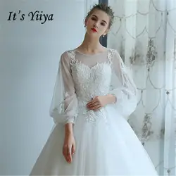 Это yiiya сладкий Фонари рукавом длиной до пола Свадебные платья Элегантный Бисер невесты платья кружева Vestidos deovia Casamento BL024