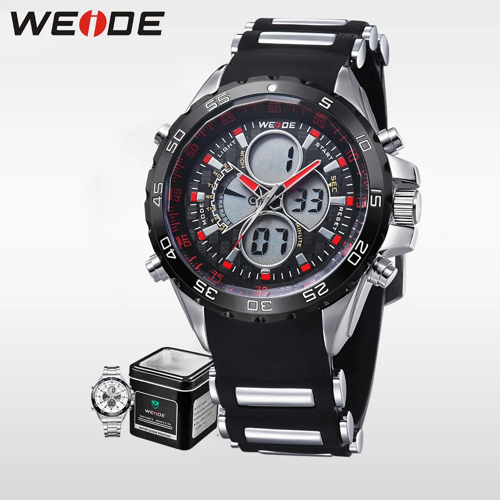 

WEIDE genuine luxury quartz Sport Men Watches Fashion Silicone Watchband Analog Digital Display Waterproof Gift For Men WH1103