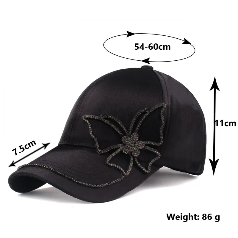 casquette noir papillon strass