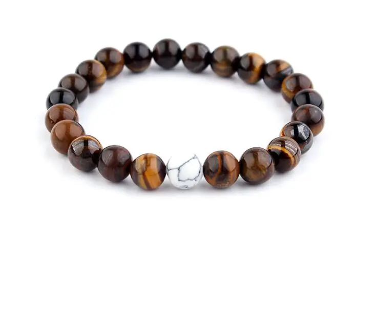 1pc Natural Stone Bead Bracelet 8mm Elastic rope bracelet 6159in