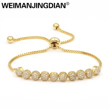 Бренд WEIMANJINGDIAN Новое поступление полукруглый Сияющий AAA кубический цирконий кристалл проложить регулируемые Модные CZ браслеты для женщин