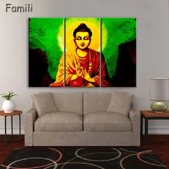 

Modern Buddha Painting 3 Picture Home Decoration marble buddha and banboo landscape art canvas no frame