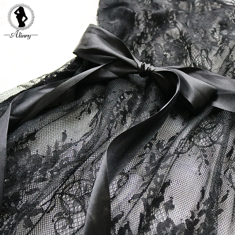 ALINRY Sexy Baby Doll Lingerie Lace Erotic Women Plus Size Nightwear Chemise Costumes Black Exotic Perspective Underwear Dress
