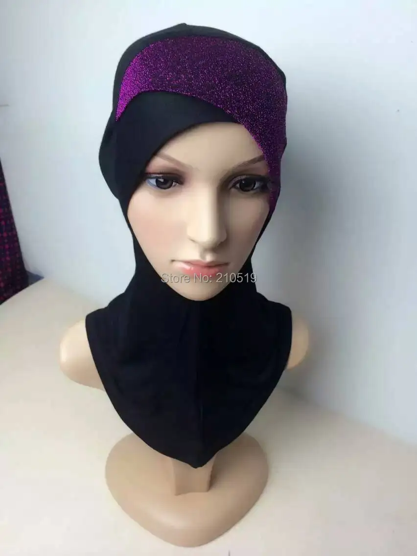 Модный мягкий хлопок кроссовер мерцающий блеск ниндзя мусульманская шапочка под хиджаб