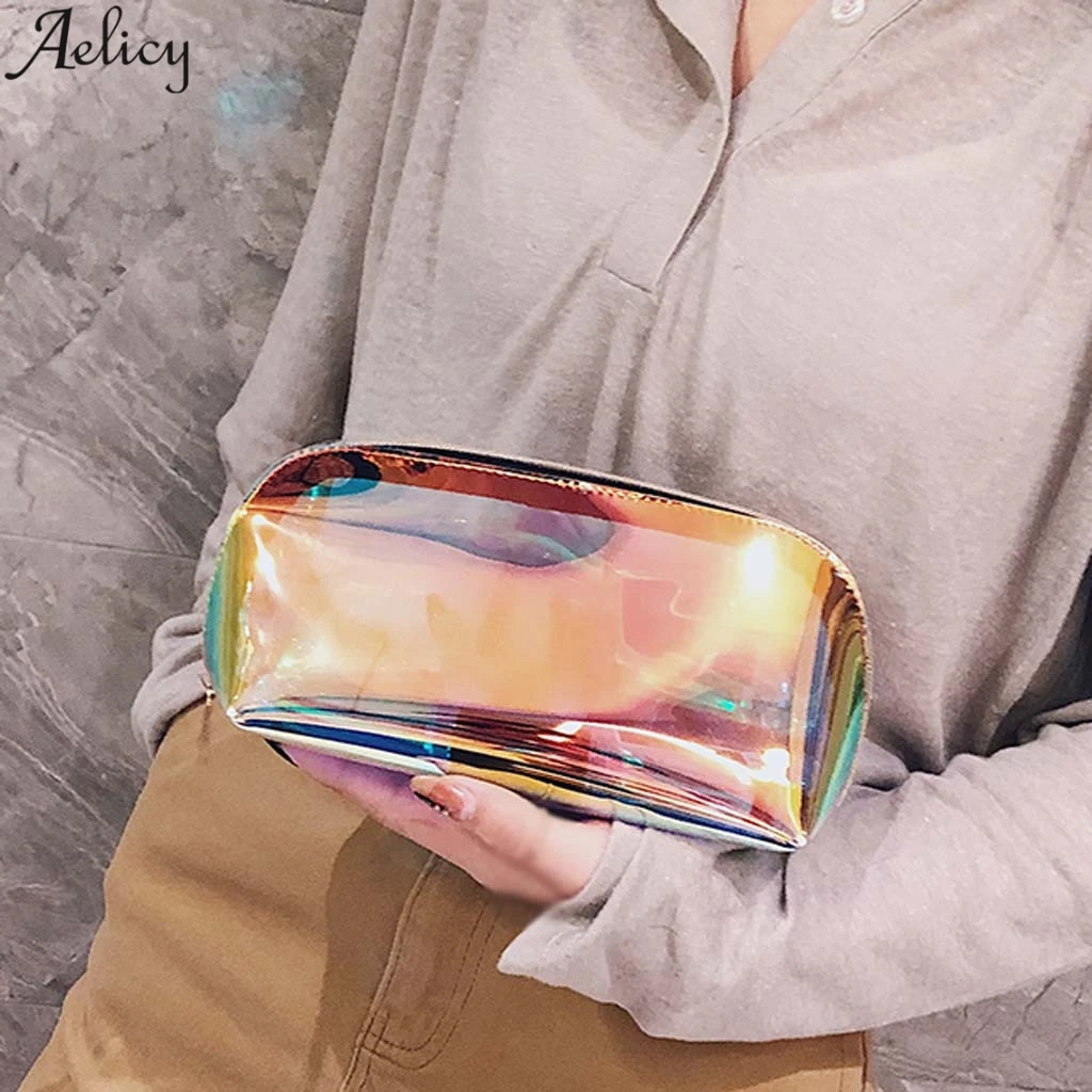 

Aelicy Women Transparent Lasher Waterproof Handbag Fashion Make Up Bag Panelled Jelly Storage Bag With Zipper Hot Sales