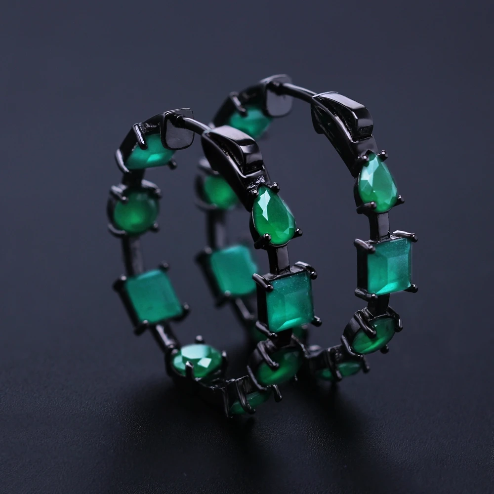 Круглые серьги-обруч Fusion Stone круглые серьги с натуральным кристаллом для женщин