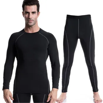 

2018 Men's Tracksuits Running Tights Breathable Fitness Gym Clothing Male Compression Sport T Shirt Elastic Baselayer Pant White