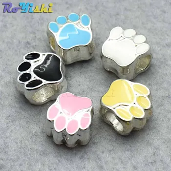 

500pcs/pack Single Horizontal Hole Metal Foot Print Beads for Bracelet Hole Size:6mm
