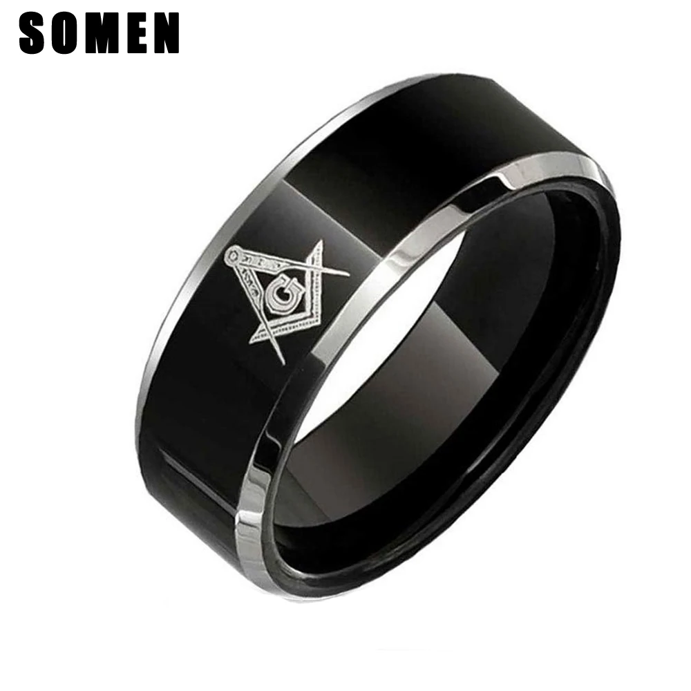Кольцо мужское вольфрамовое 8 мм со скошенными краями|tungsten carbide ring|carbide ringmasonic ring |