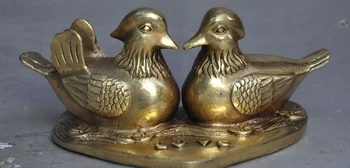 

Chinese brass Folk Animal mandarin duck aix galericulata Lucky Love Bird Statue