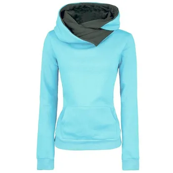 

The New Women 's Self - Cultivation Personality Shirt Sweater Solid Color Side Zipper Hooded Sweater Jacket