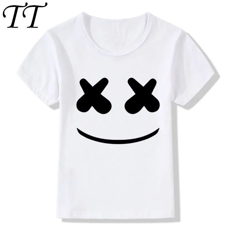 2017 детская marshmello лице улыбка футболки с рисунками из мультфильмов для мальчиков