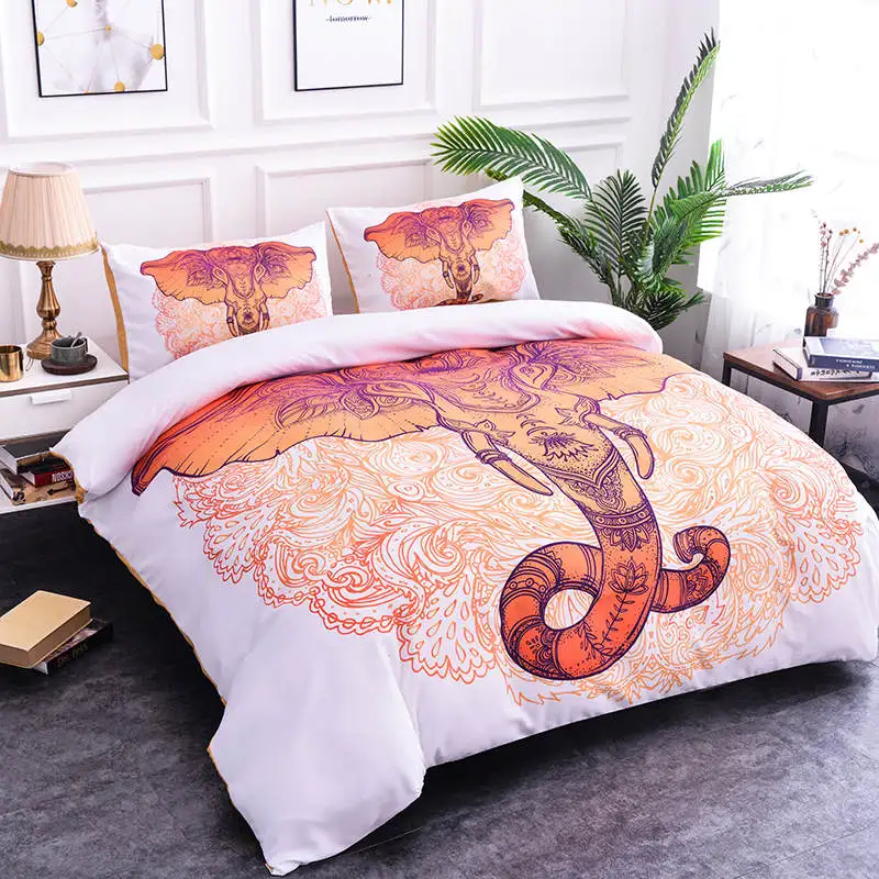 

ZEIMON Bohemian Elephant Bedding Set Single Queen Size Duvet Cover Mandala Bed Cover Set Polyester Home Textiles Bedclothes 3pcs