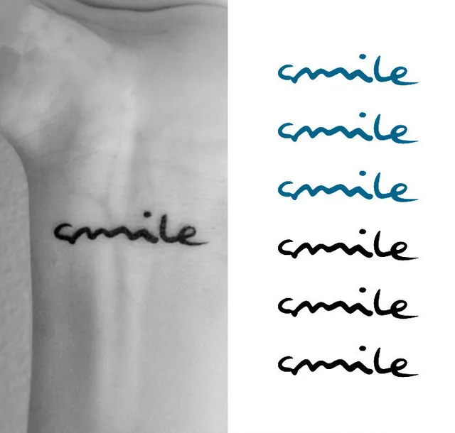 waterproof temporary tattoo stickers simple brief smile english letters design for tattoos