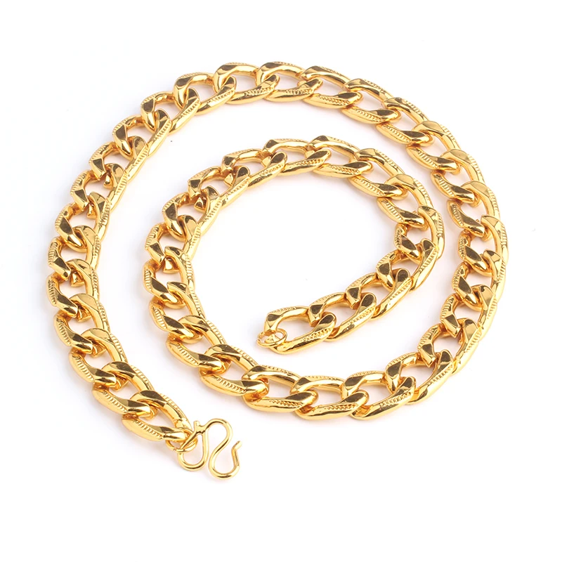 free shipping 11mm gold color gear flat chain necklace Alloy Never fade