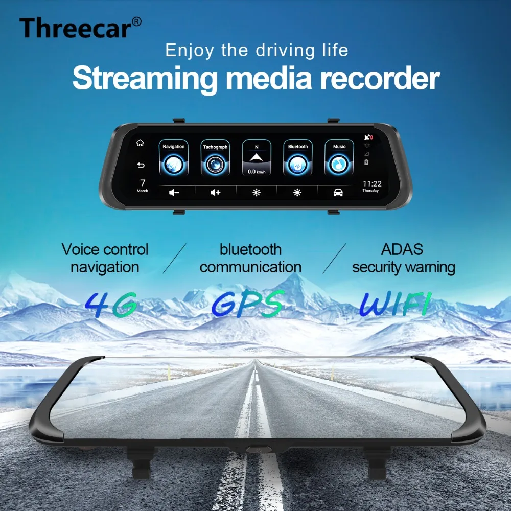 

New 10'' Stream Rearview Mirror Car DVR 1080P Smart Dash Cam 4G Android HD Dual Lens ADAS GPS Wifi Auto Registrar Camera DVRs