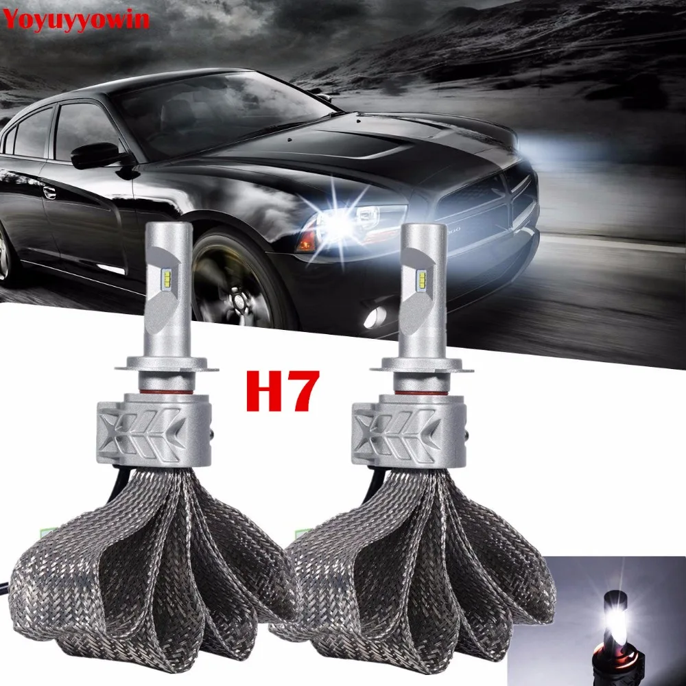 2Pcs H7 LED Headlight Bulbs 120W(60W Each Bulb) 9,600Lm Ultra Bright