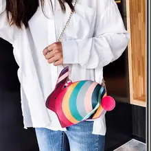 Мода леди девушка особенности цветная цепочка с кроликом сумка для хранения Диагональная сумка через плечо сумка женска