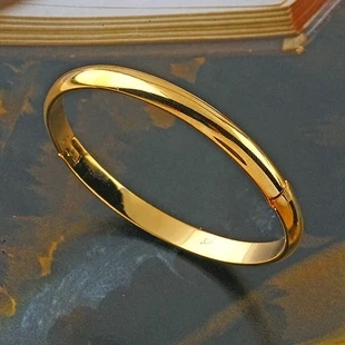 

Chinese style top polished mirror bangle 24k gold filled gold woman wedding bracelet width can choose