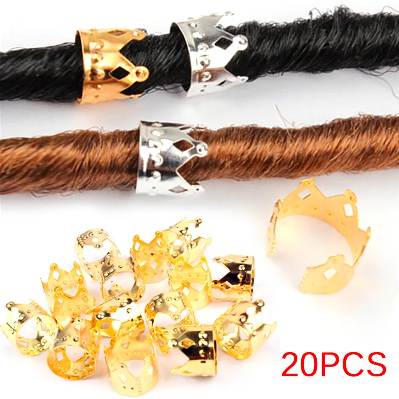 Buy 20pcs Metal Hair Braid Dread Dreadlock Beads Crown