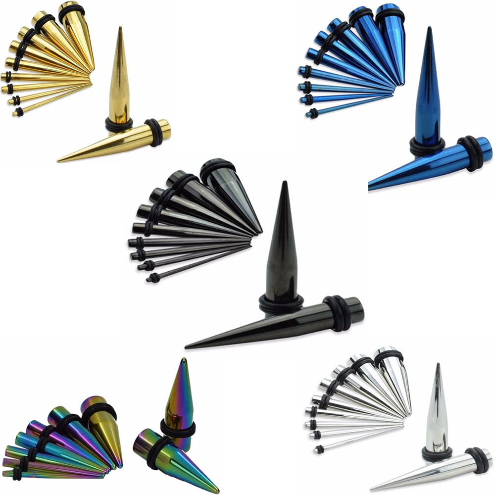 

2pcs Stianless Steel Titanium Anodized Ear Taper Expander Ear tunnel Plus Piercing Gauge Plug Strethers Body Jewelry 2mm-10mm