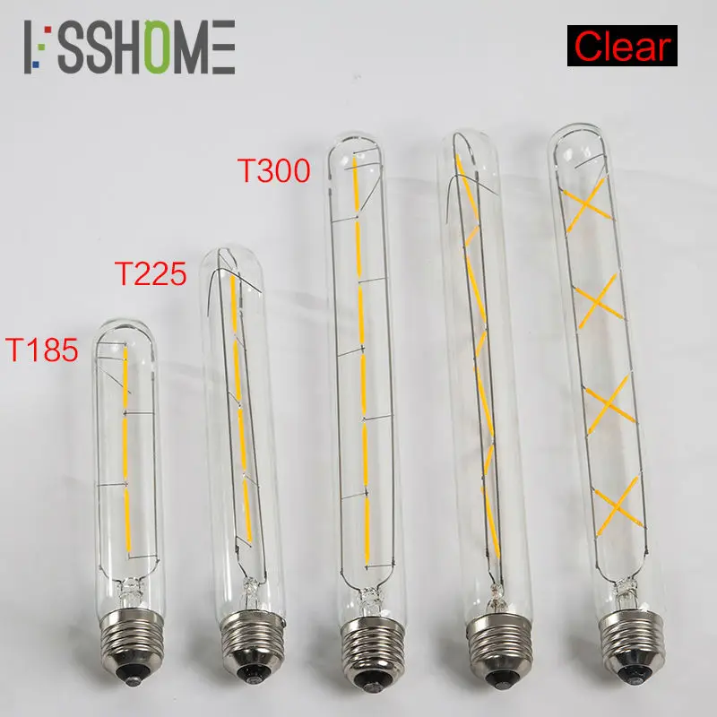 [VSSHOME] Светодиодный стеклянный светильник T185 T225 T300 4 Вт 6 Вт 8 Вт янтарного цвета/чистый цвет, светильник Эдисона для дома и внутреннего освещения