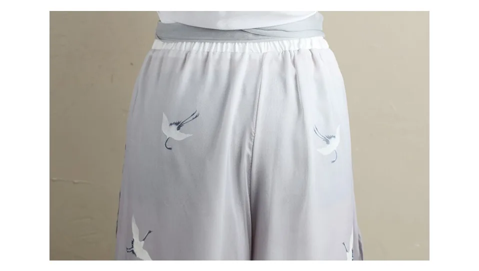 Ethnic style Hanfu Women Chiffon Trousers lady Casual Pants vintage Loose Plus size Ankle-Length Wide leg Pants capris