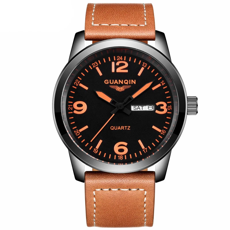 

GUANQIN GS19036 New Arrival Male Watches Luxury Top Brand Men's Army Military Watch Luminous Leather Sport Quartz Wrist Watches