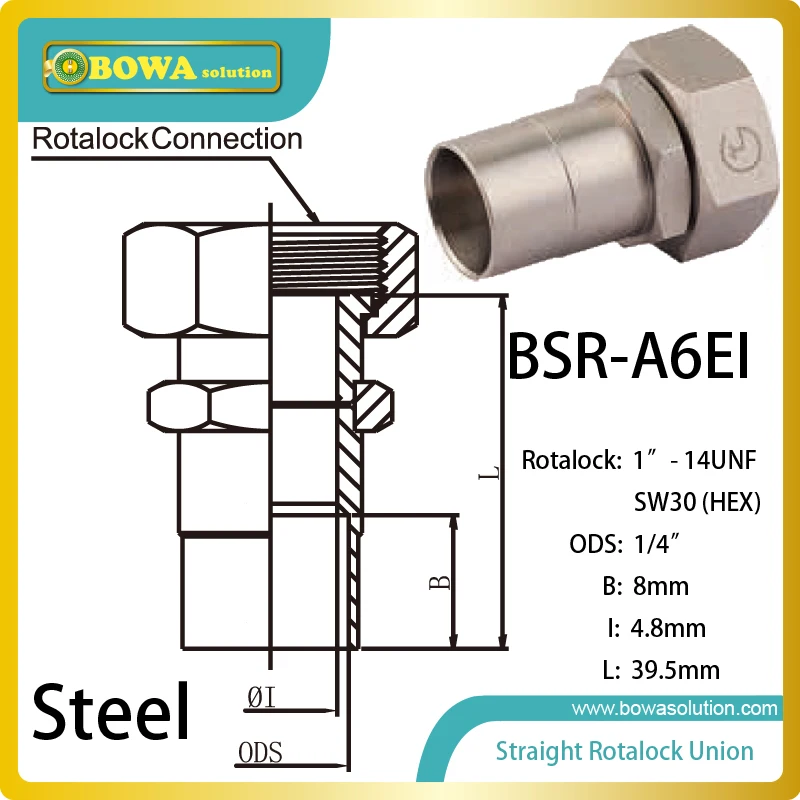 1/4 ODS straight SW30 hex rotalock valve for plate heat exchanger connection port adaption