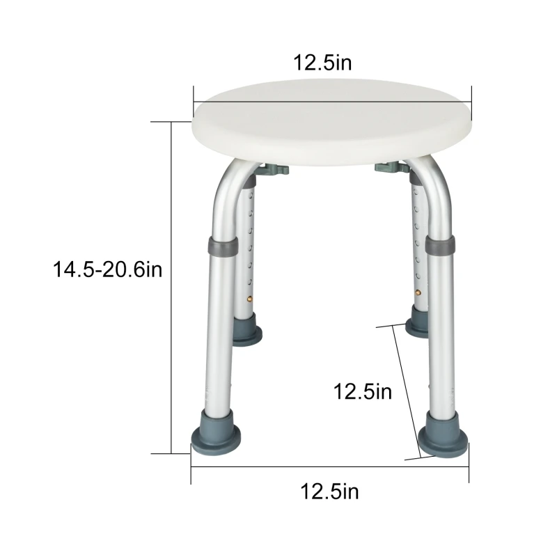 

Aluminum Alloy Elderly Bath Chair Round Stool with Sucker Armrest White -US stock-US Stock