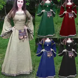 Косплэй средневековый дворец платье принцессы Взрослых Винтаж вечернее платье для вечеринки Ретро Ренессанс платье с хвостом костюм плюс