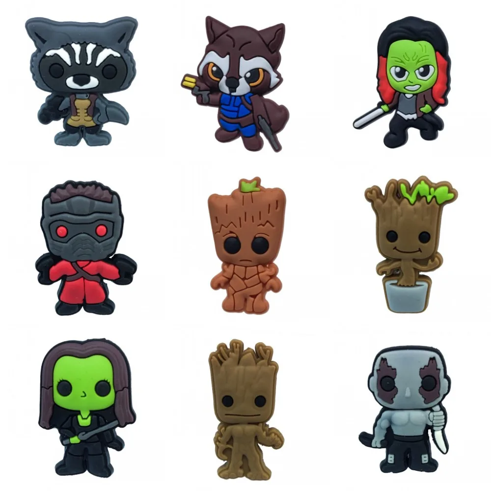 

5pcs/lot Guardians of the Galaxy PVC Shoe Charms Shoe accessories decoration Shoe Buckles Accessories Fit Wristband Croc JIBZ