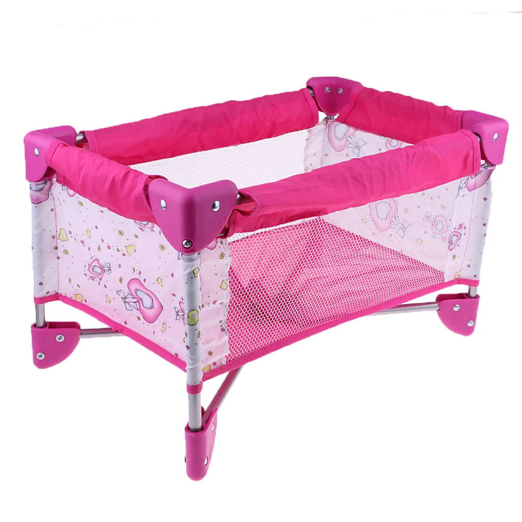 Dollhouse Simulation Baby Doll Bed with Carry Handbag Furniture Doll Accessories