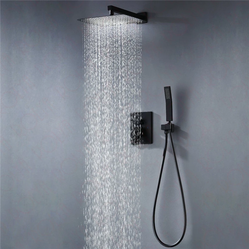 Rolya Cubix Matte Black Bathroom Shower Sets (6)