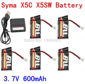 

Syma X5C X5C-1 X5A X5 X5SC X5SW H5C V931 SS40 FQ36 T32 5W H42 Lipo Battery Charger 5Pcs 3.7V 600mAh 20C Battery