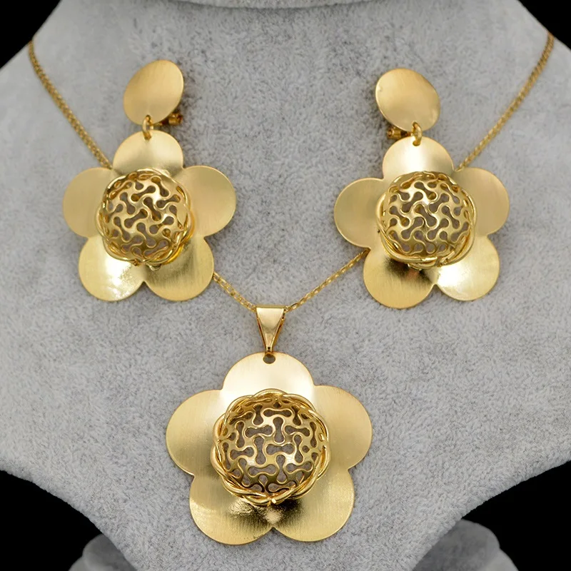 

Sunny Jewelry Fashion Jewelry 2019 Necklace Earrings Pendant Jewelry Sets For Women Big Flower For Party Wedding Daily Wear Gift