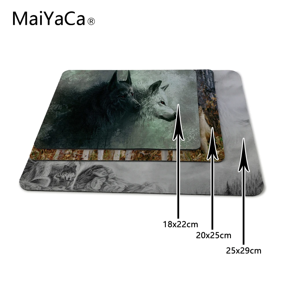 MaiYaCa винтажный животный волк с коробкой, резиновый коврик для мыши 180x220x20 мм, коврик для мышки Not lockedge