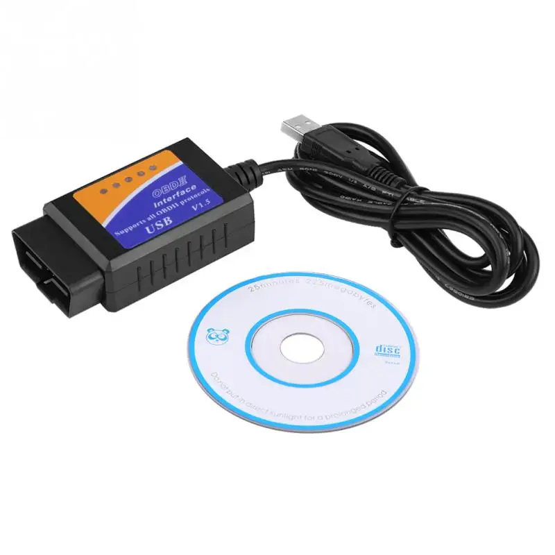 Автомобильный USB разъем ELM322 V1.5 OBD2 Диагностический кабель сканер интерфейса