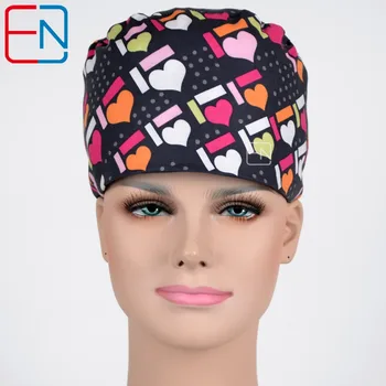 

Hennar Scrub Caps Hearts Printed For Doctor Nurse Work Caps Masks Adjustable Medical Accessories Surgical Cap Facial Scrub Masks