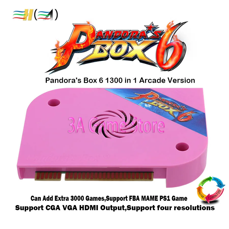 Ящик Пандоры 6 1300 модульная доска JAMMA аркадная игра для игровых автоматов Поддержка CRT CGA HDMI можете скачать FBA MAME PS1 игра 3D консоли