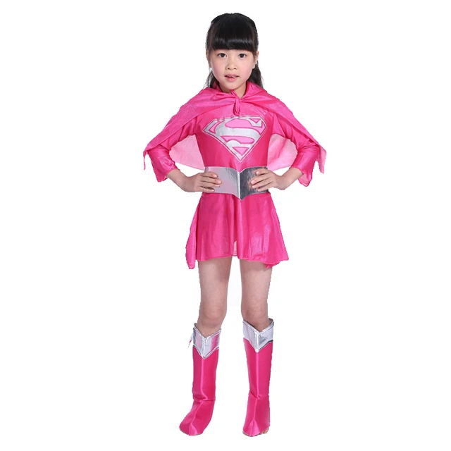 Bambini Rosa Supergirl Costume Delle Ragazze Del Bambino Supergirl Dress Up  Outfit Supereroe Halloween Fancy Dress Bambino Costumi di Halloween -  AliExpress