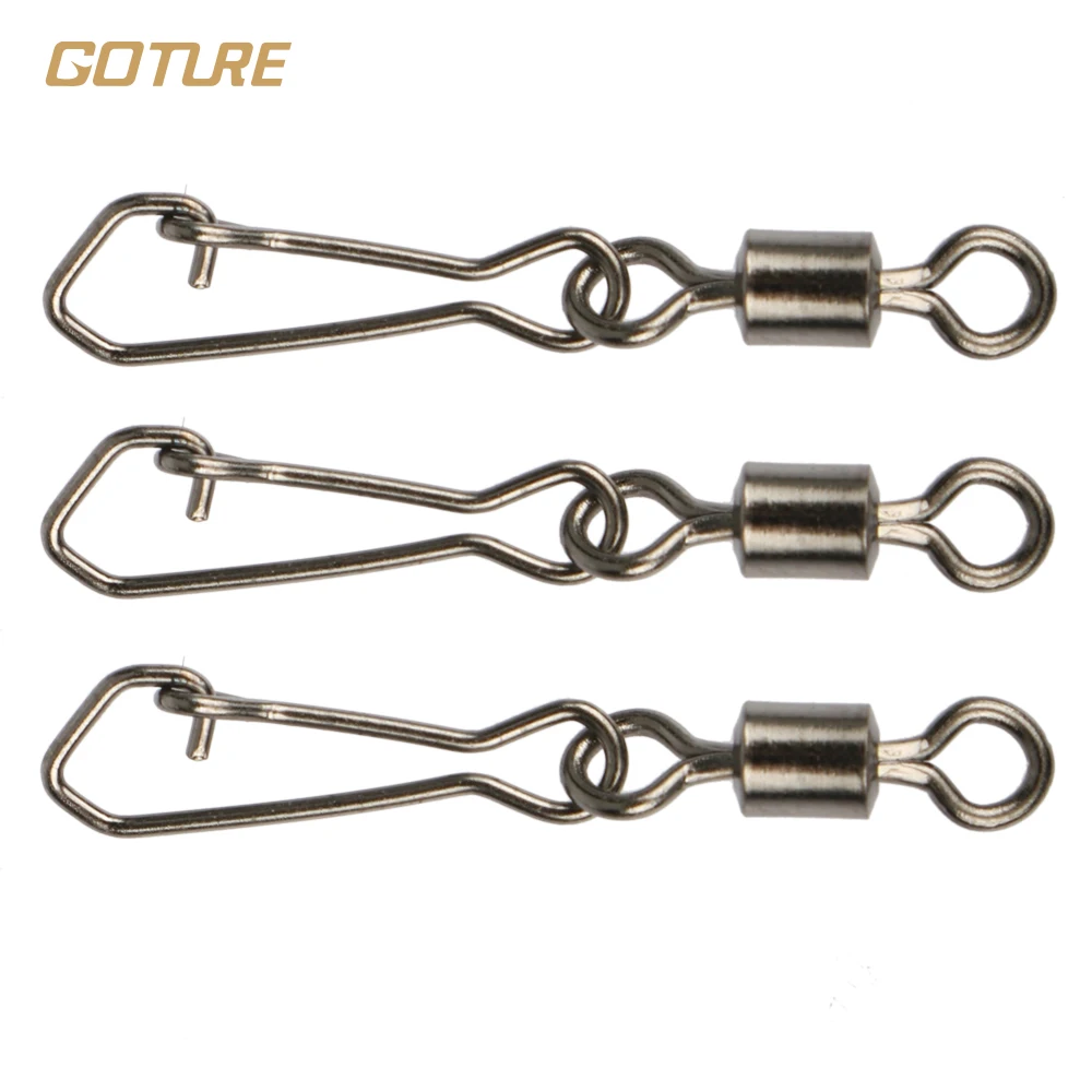 Goture New Stainless Steel Fishing Swivels With Hooked Snap MS+QL