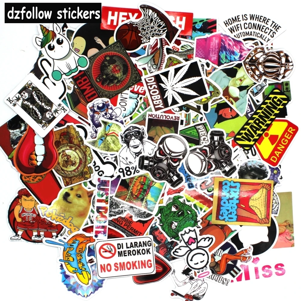 50pcs Mixed Random stickers Cute unicorn cartoon sticker decal fridge skateboard PVC stickers for Travel Suitcase