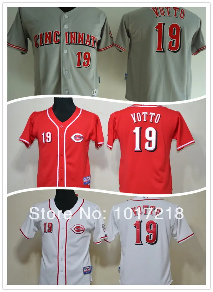 Good Quality Hot Sale, 2014 Cheap Youth Kids Base ball Jerseys Cincinnati Reds 19 Joey Votto
