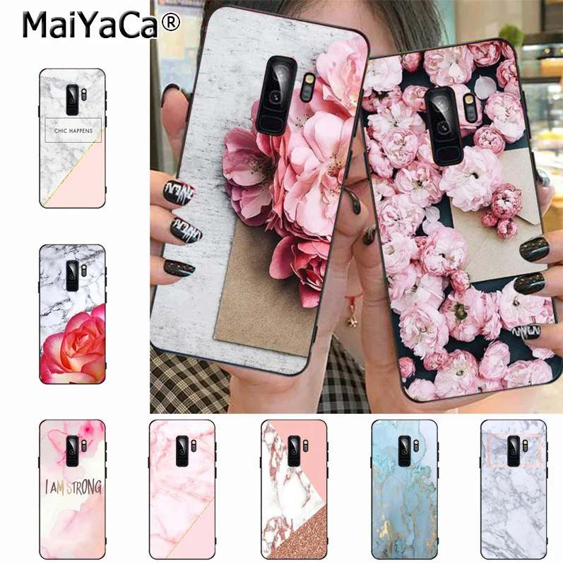 

MaiYaCa Marble stone Flower balck silicone soft tpu Cell Phone Case for samsung galaxy s8plus s9plus s7 s6 plus
